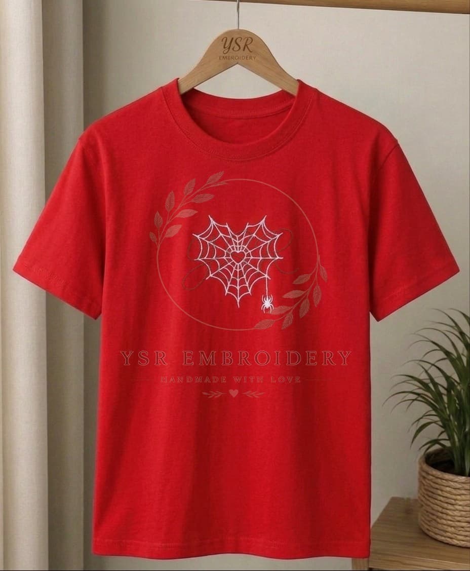 T-Shirt Brodé Toile d'Araignée Cœur